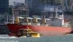 ID 10183 BRAZILIAN REEFER (1984/12383grt/14803dwt/IMO 8300377. Ex-BETTY B) en-route to Wellington from Auckland as Explore Group's commuter ferry D6 heads inbound to the city ferry basin. She is owned and...