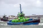 ID 13772 SPARKY (2022/353gt/67dwt/IMO 9909699) Port of Auckland's 3yr-old EV tug displays her agility and power as she pirouettes 360Âº while racing alongside KORAKI in the 2025 Auckland Anniversary Day tug...
